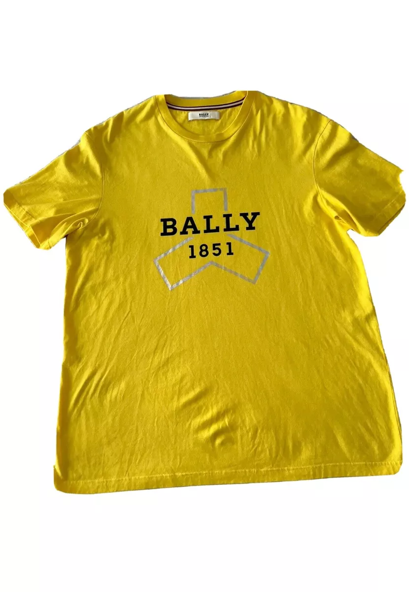 Bally Yellow Red Logo-print Short Sleeves Crewneck Cotton T-Shirt