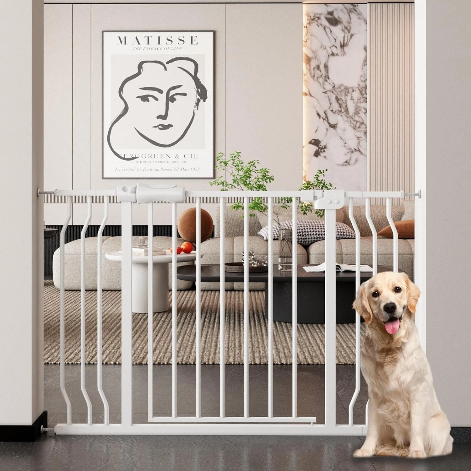 30 inch tall, 38.58-43.31 inch Wide Baby Gate Safety Gate Pressure Mounted