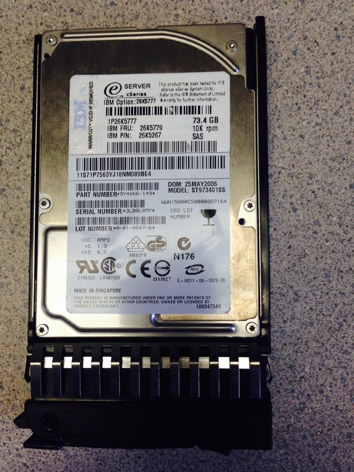 IBM eServer xSeries 73GB 10K 2.5" SAS Hard Drive SFF HDD ST973402SS 26K5779 - Image 2 of 3