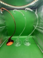 Lot of 3 Curved Ornament Display Stands Tall Clear Decorative Holders