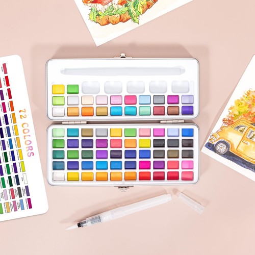 Watercolor Paint Set 50 Colors Water Colors Paint Adult Set with Watercolor P... - Picture 5 of 6