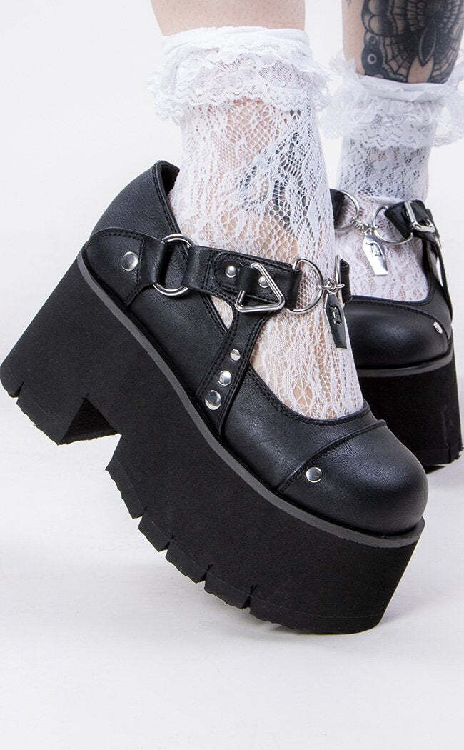 Demonia ASHES-33 Black Platform Mary 