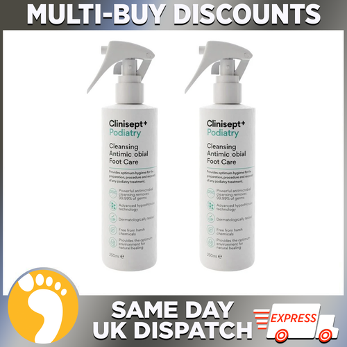 Clinisept+ Podiatry Cleansing Antimicrobial Foot Care Spray 250ml 2x