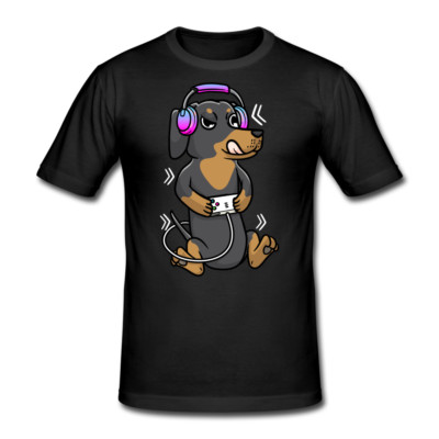 Dackel T-Shirt Hund Gamer Spielen Videospiel Dachshund Geschenk