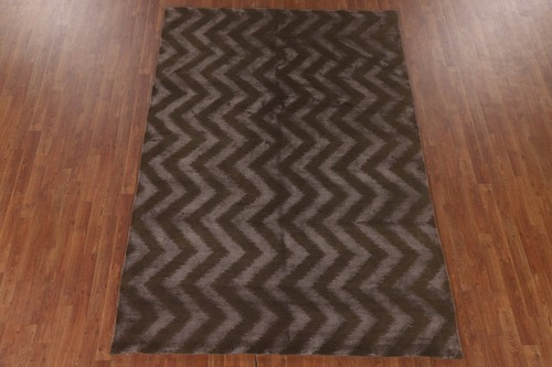 Authentic Hand-Knotted Nepalese Indian Chevron Rug 6x9 ft Carpet - Picture 14 of 19
