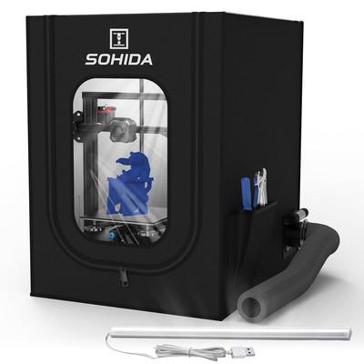 3D Printer Enclosure with Ventilation Kit & LED Strip, 25.59X21.65X29.53 Firepro