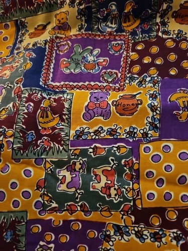 Rare VTG Children's Themed Cotton Fabric Bears/Cows/Ducks 2 Yards X 44" Wide