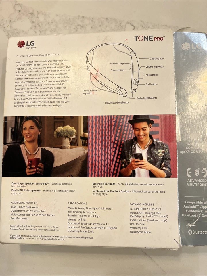 LG HBS-760 Tone Pro Negro Bluetooth Inalámbrico Estéreo Auriculares DORADOS Foto 3 de 3