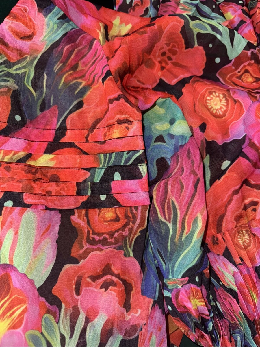 NWT Farm Rio x Anthropologie Pleated Drop-Waist Maxi Dress Size XXS!! Red  Floral | eBay
