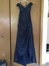 Ball Gown Evening Maxi Dress w/long backside Individually Designed Navy Blue, sM