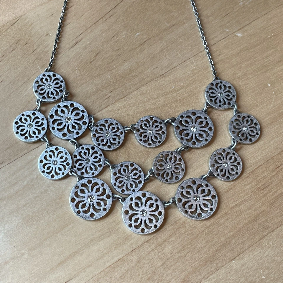 Collar Swarovski Cristal Piedra de Toque 16" Declaración Peltre Estrás Retirado Foto 2 de 4