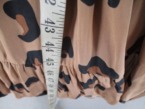 Witchery Dress Womens 16 Brown Leopard Tiered Tie Belted Sleeveless V A Line - Picture 8 of 15