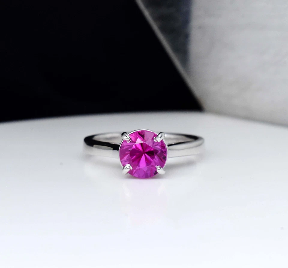 Anel de rubi rosa natural Mogok prata esterlina 925 certificado 3,37 gramas EUA 7 - Imagem 3 de 4