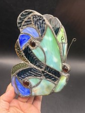 Vintage Beautiful Stained Glass Multicolor Butterfly Suncatcher Wall Decor 6"x4"