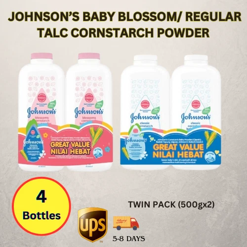 Johnson's Baby Blossom/Reg Talc Cornstarch Powder 500g x 2 | Twin Pack | Gentle