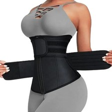 Adjustable Waist Trainer Women Double Belt Neoprene Corset Zipper