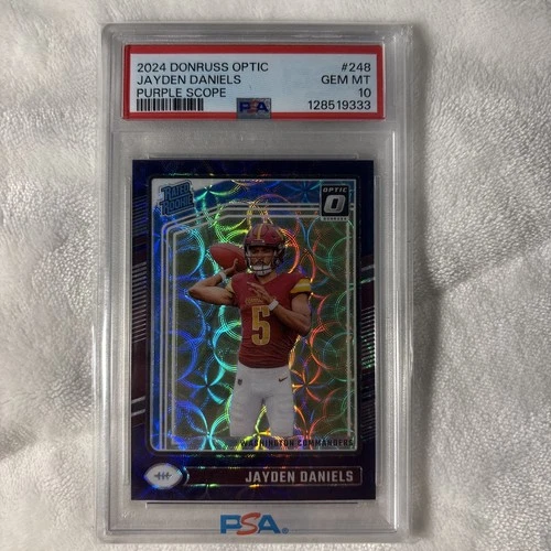 2024 Panini Donruss Optic Jayden Daniels Purple Scope Prizm RC #248 PSA 10