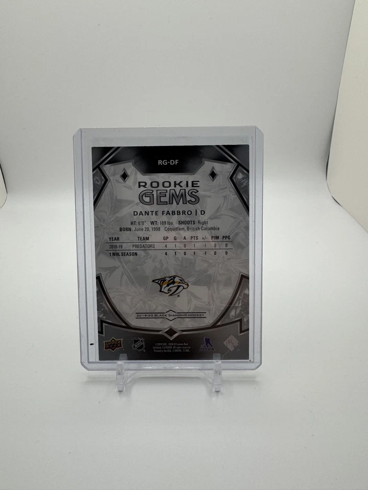 2019-20 Upper Deck Black Diamond Rookie Gems /399 Dante Fabbro #RG-DF RC - Image 2 of 2