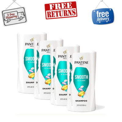 (4 Pack) Pantene Pro-V Smooth & Sleek Shampoo, Anti-Frizz Hair Care, 17.9 fl oz