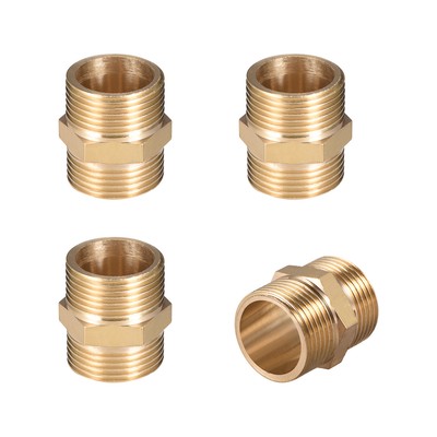 4 Stk. Messing Rohrfitting, Hex Nippel, Außengewinde Rohr 3/4''x 3/4'' G