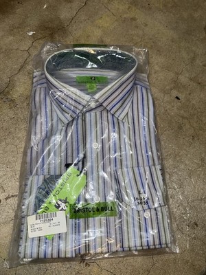 L Bristol & Bull Shirt Mens L Blue Cotton Long Sleeve L-Loc