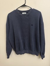 Vtg Izod Sweatshirt Mens M Navy Blue Distressed V-Stitch Crewneck USA Made 90s