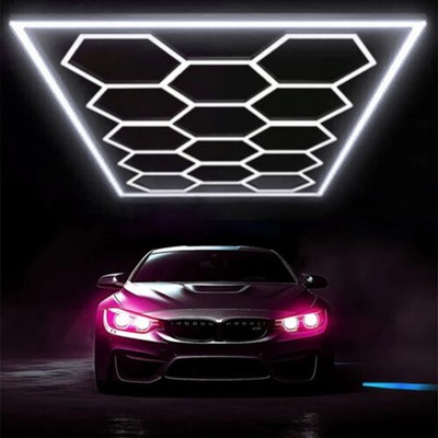 14x hexagon LED lamp workshop garage wall ceiling light honeycomb lighting