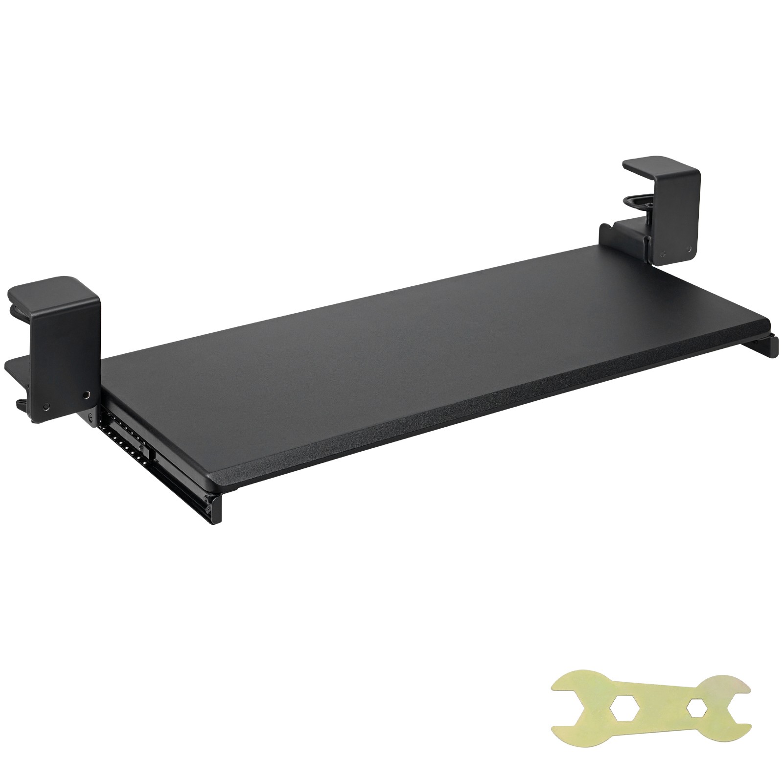 Extracteur de clavier coulissant en acier noir pour table d'ordinateur et bureau