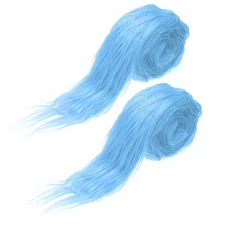 2 Pcs 59" x 2" Fluffy Plush Faux Fur Fabric Precut Strips, Blue