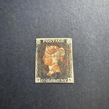 1840 Penny Black Victoria SG1 Worlds 1st Postage Stamp Red Maltese Cross Britain