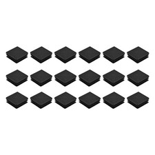 12Pcs Square Plastic Plugs 38 x 38mm PE Pipe Tubing End Caps for Tube Black