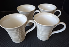Pottery Barn Cream SOLE Mug Set of 4 EUC 10 oz Ceramic Textured Italy