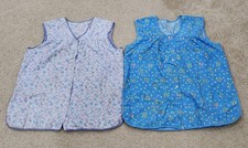 Lot Of 2 Vintage Smock Vest Type Apron Snap Closure Pockets Size In Photos