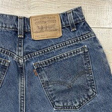 Levi's 954 Orange Tab Blue Denim Shorts High Waisted Regular Fit Women's W27 Sz9