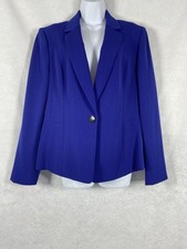 Kasper Jacket Women s 14 Blue Blazer Long Sleeves Classic Corporate EUC