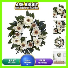 Nearly Natural 4793 22in Magnolia Wreath - White