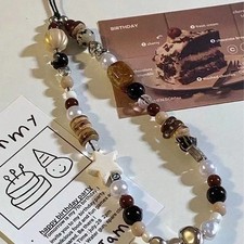 Women Beaded Phone Chain Wrist Lanyard Short Leopard Pattern Accessory Jewelry