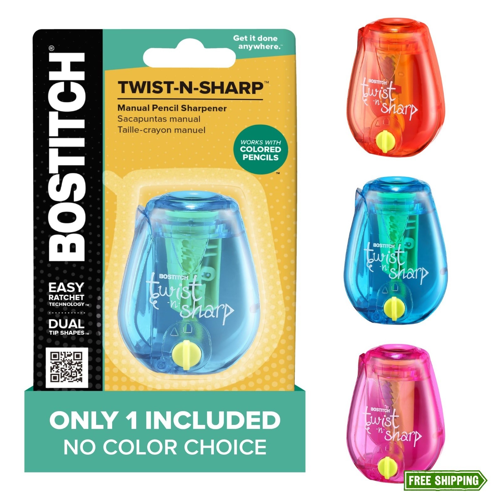 Sharpener, Manual, One Assorted Color