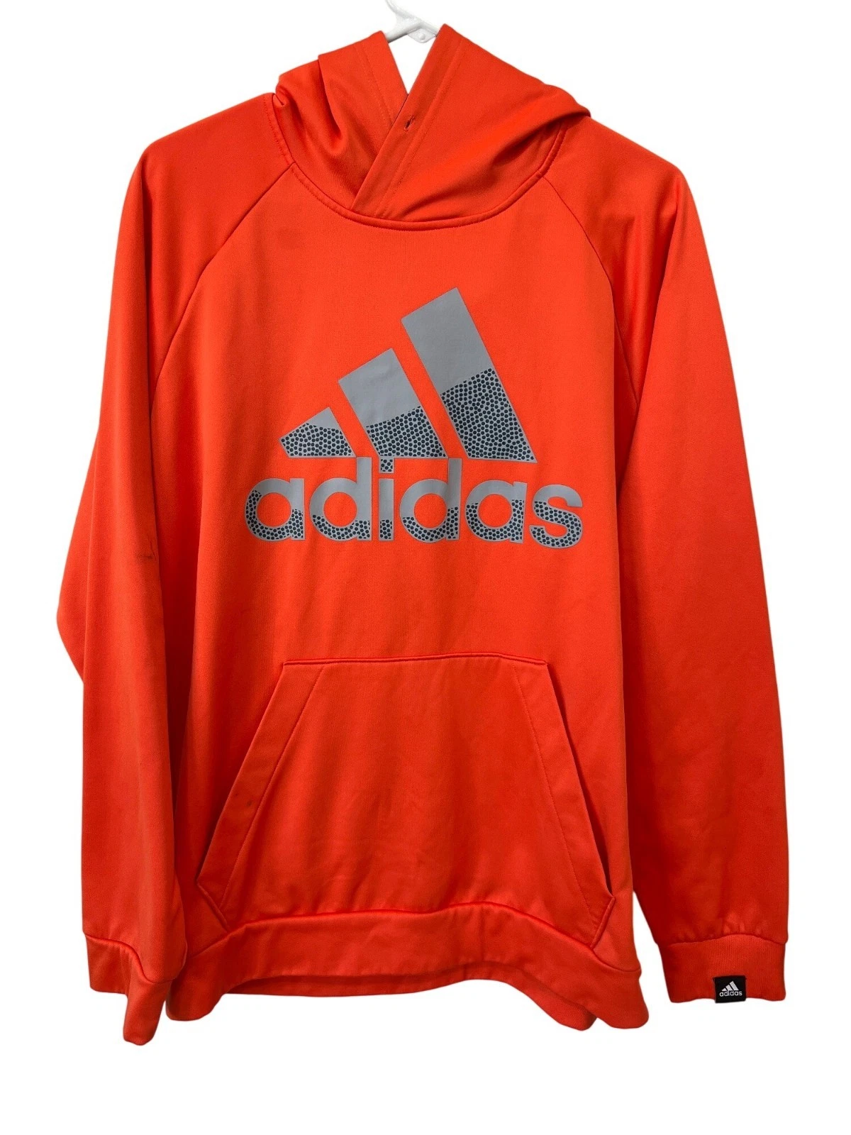 Adidas AEROREADY Hoodie Size Large Long Sleeve Pullover Orange Sporty Athleisure