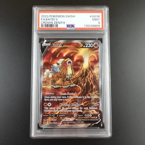 PSA 9 Entei V GG36/GG70 Pokemon Crown Zenith Full Art Holo Graded Card