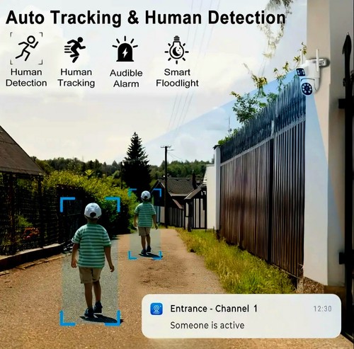 Cámara de vigilancia Dual Lens 2.4G 2K Wi-Fi IP IP65 resistente a la intemperie seguimiento automático PTZ - Imagen 7 de 13