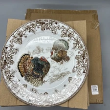 Williams Sonoma S/4 Plymouth Turkey Dinner Plates Thanksgiving Holiday-New