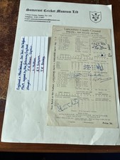 Scorecard 1949 - England v New Zealand - Signed Brown, Hutton, Simpson, Bailey