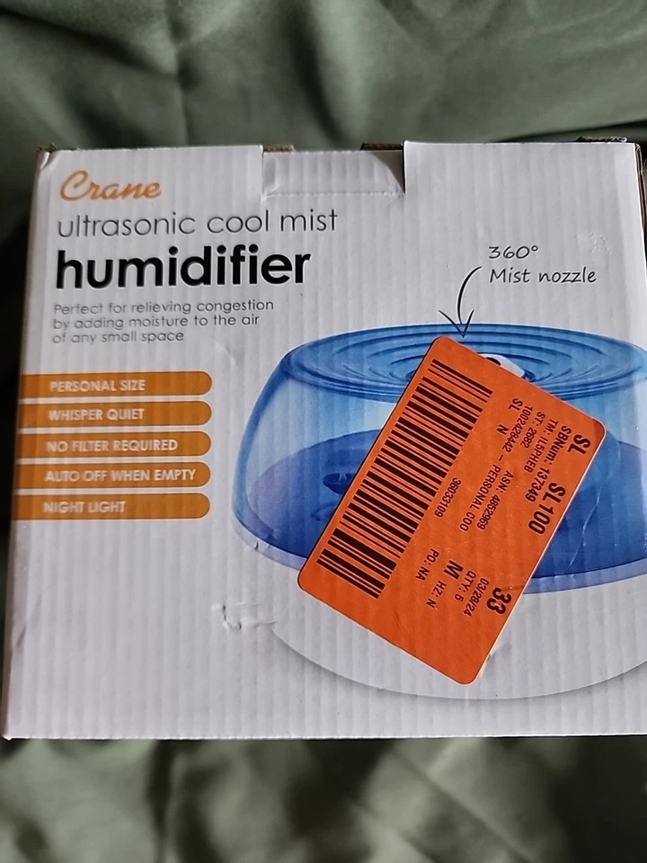 Crane EE-5951 0.2 Gal. Ultrasonic Cool Mist Humidifier - Blue and White - Image 2 of 4