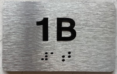 APT NUMBER SIGN/UNIT NUMBER WITH GRADE 2 BRAILLE(4X 2.5,SILVER)(NUMBER 1B)-S