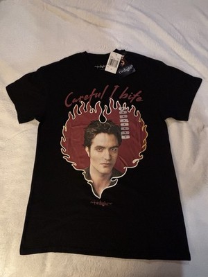 Twilight Saga Edward Cullen  Careful I Bite  T-Shirt Size M Black NWT Vamp Y2K