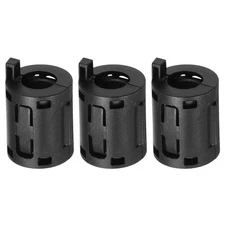 3 Pcs Ferrite Filter Ring Core Cable Clip ID 7mm with Ears, Black