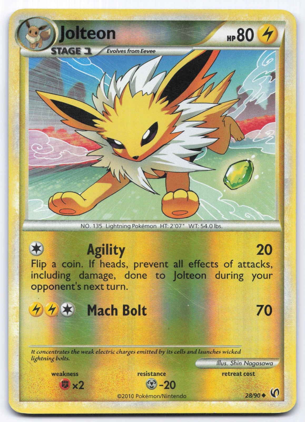 Jolteon 28/90 HGSS Undaunted Reverse Holo Uncommon Pokemon Card LP