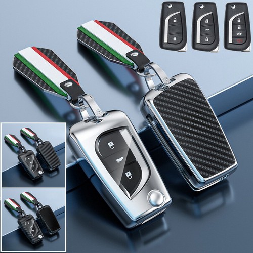 LEATHER Key Case Fob Cover Chain For 2023 Toyota Camry Corolla