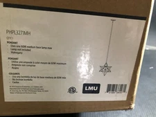 Park Harbor 60W Mahogany Wood 14" Star Shaped Pendant Lamp PHPL3271MH